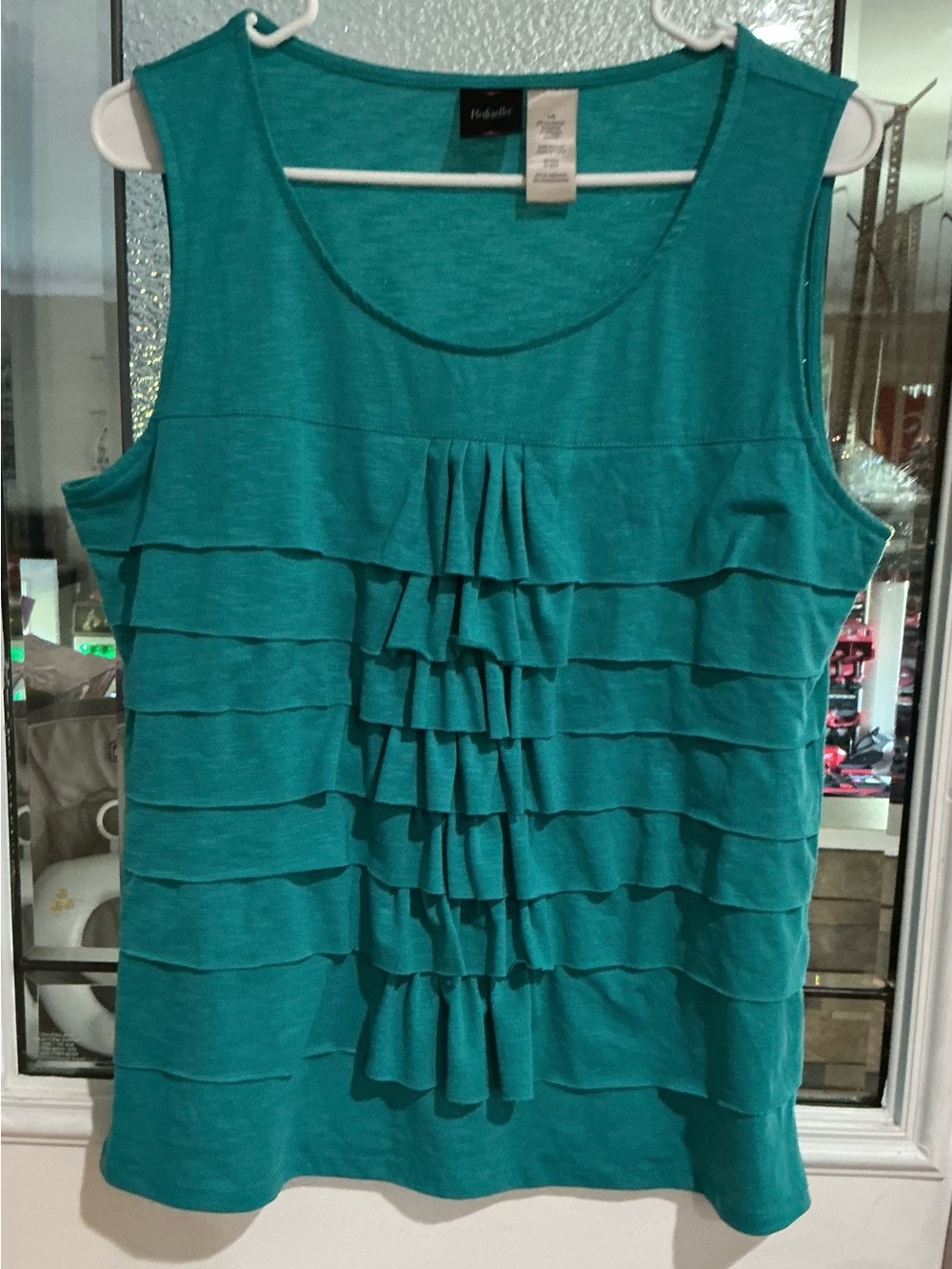 Rafaella Teal Ruffled Sleeveless Camisole DP